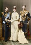 Queen Alexandra her sons, King George V and Prince Albert Duke of Clarence and Avondale,1889.jpg