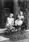 Edward VIII and George VI, the future kings of England, play with a toy horse carriage.1897.jpg