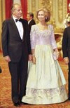 Juan Carlos and Sofia during the state banquet at the Quirinal Palace in September 1998.jpg