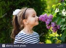 nina-nino-oliendo-lila-flores-en-el-jardin-el-enfoque-selectivo-m6m6d4.jpg
